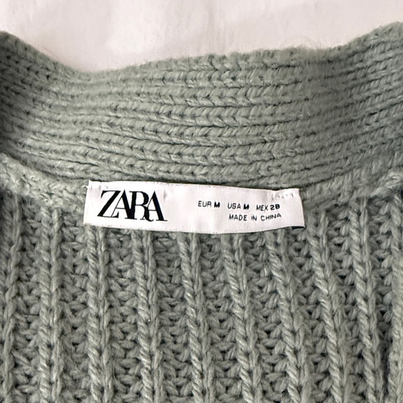 Zara Sage Green Knit Wrap Cardigan - Picture 3 of 3